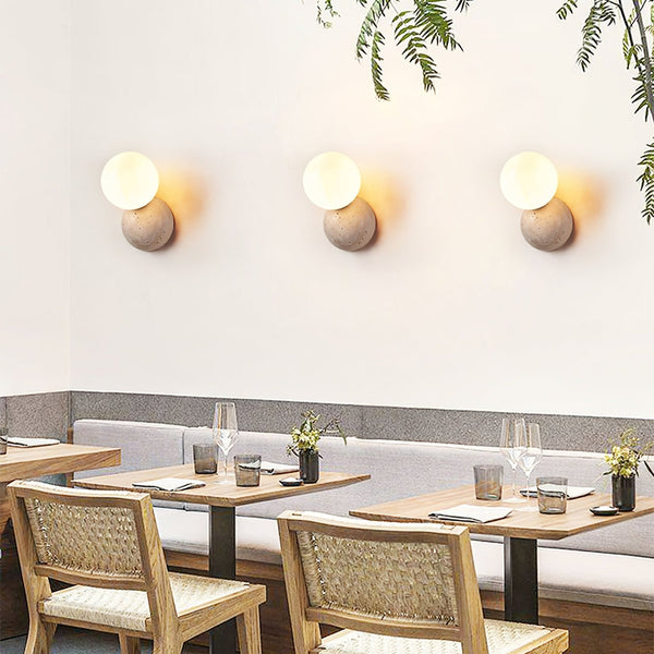 modern yellow travertine glass globe wall sconce 2