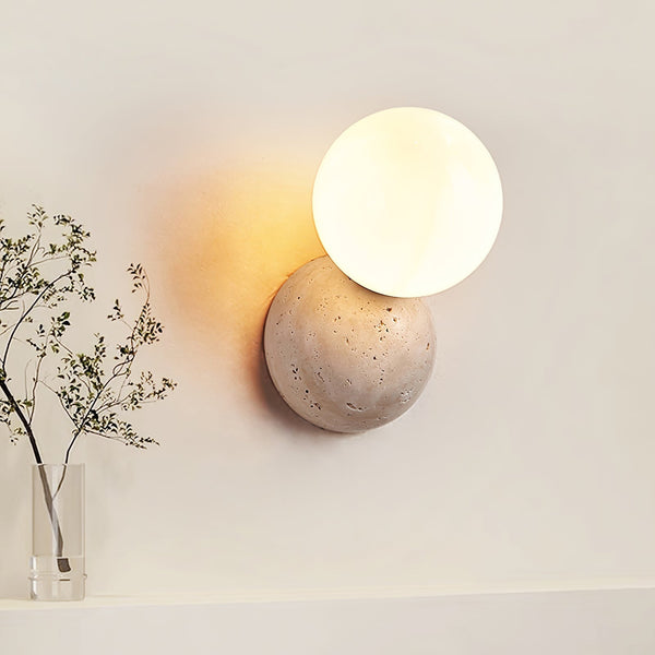 modern yellow travertine glass globe wall sconce 2