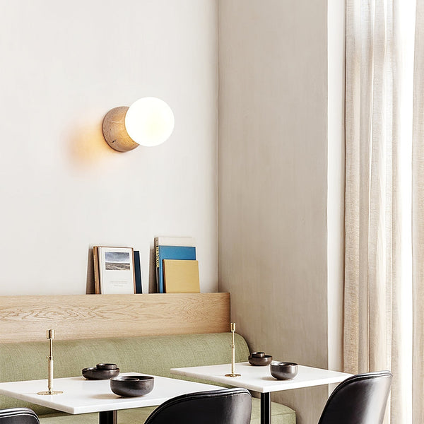 modern yellow travertine glass globe wall sconce 2