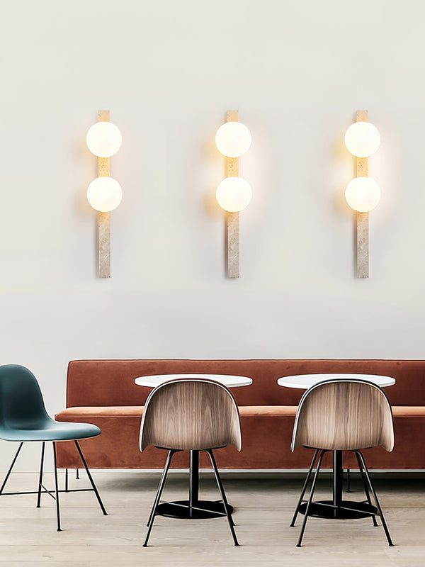modern yellow travertine glass globe wall sconce 3