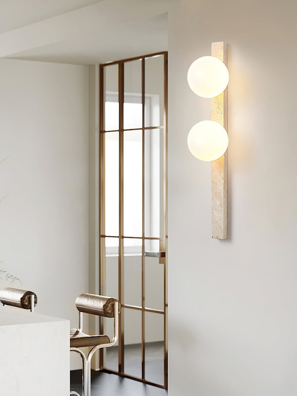 modern yellow travertine glass globe wall sconce 3