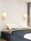 modern yellow travertine glass globe wall sconce 3
