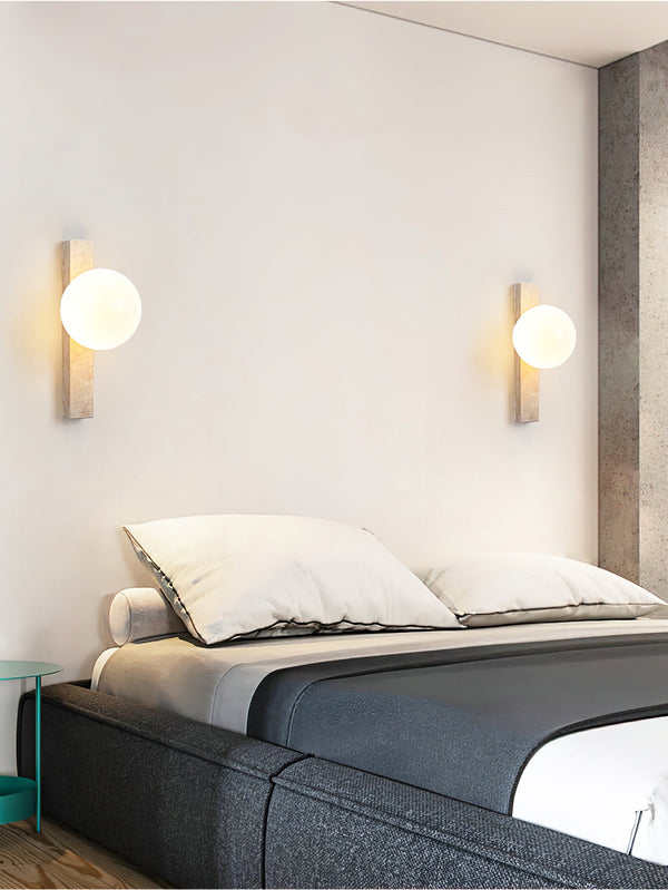 modern yellow travertine glass globe wall sconce 3
