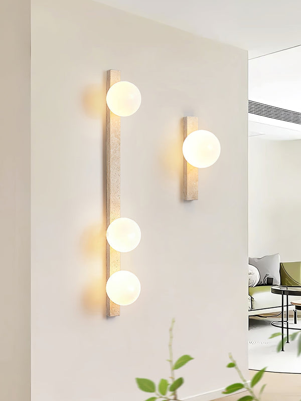 modern yellow travertine glass globe wall sconce 3