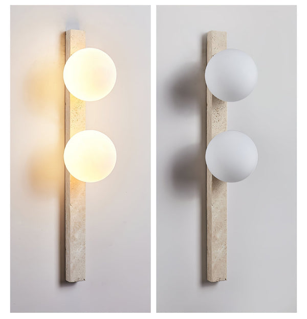 modern yellow travertine glass globe wall sconce 3