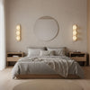 modern yellow travertine glass globe wall sconce