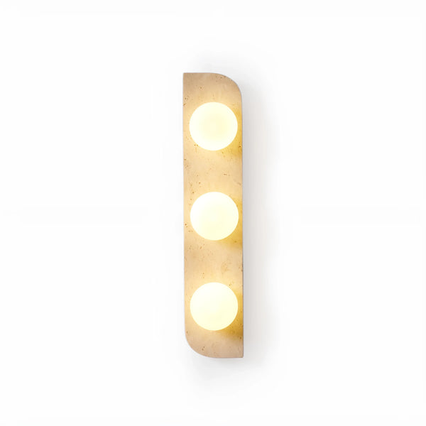 modern yellow travertine glass globe wall sconce