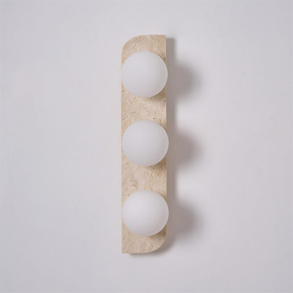 modern yellow travertine glass globe wall sconce