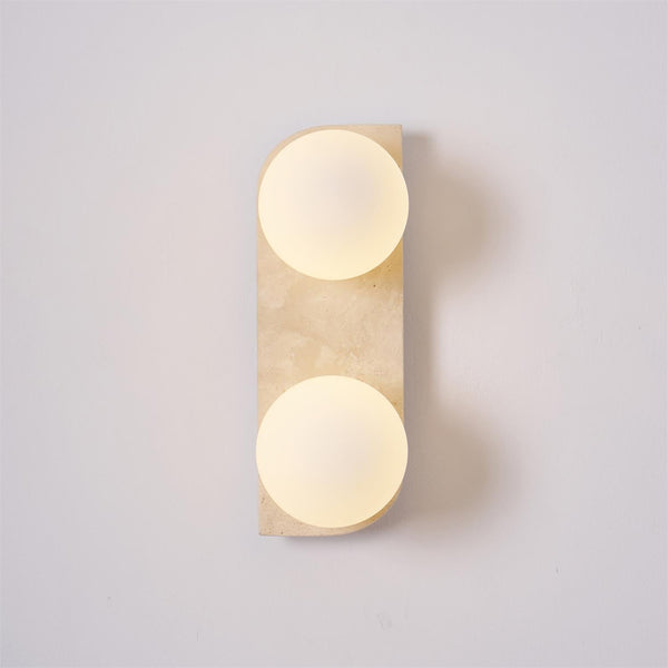 modern yellow travertine glass globe wall sconce
