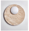 modern yellow travertine glass orb wall sconce