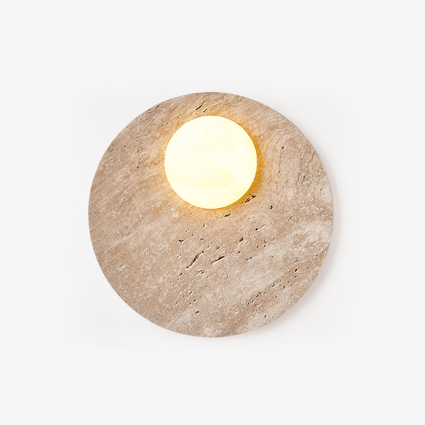 modern yellow travertine glass orb wall sconce