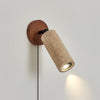 modern yellow travertine glass swing arm plug in wall light