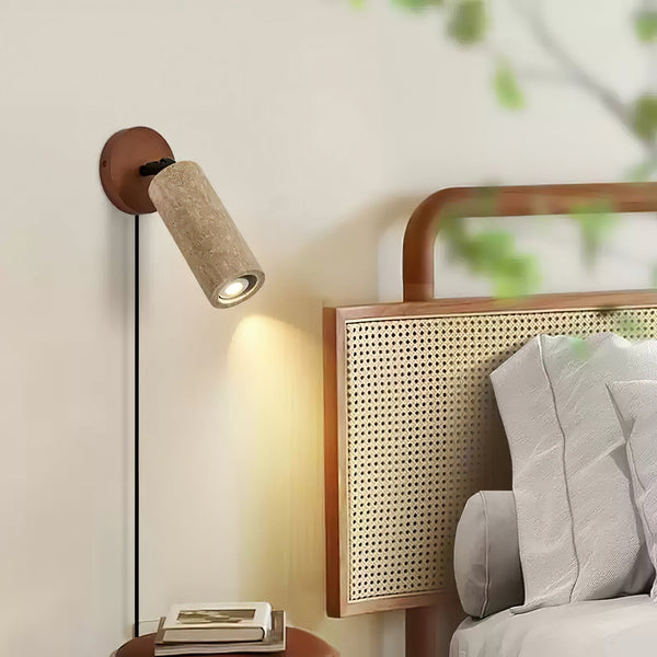 modern yellow travertine glass swing arm plug in wall light