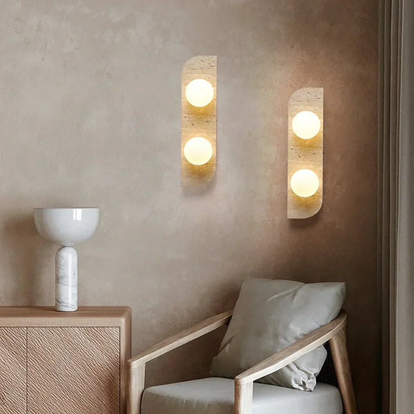 modern yellow travertine glass wall sconce 2