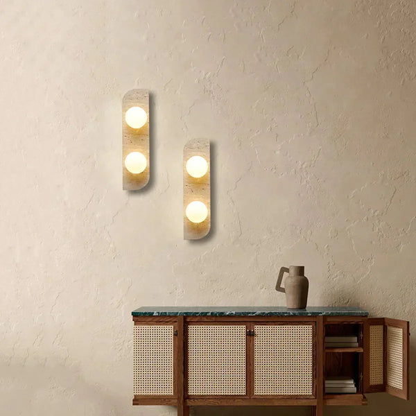 modern yellow travertine glass wall sconce 2