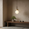 modern yellow travertine half bowl pendant light