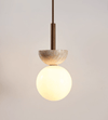 modern yellow travertine half bowl pendant light