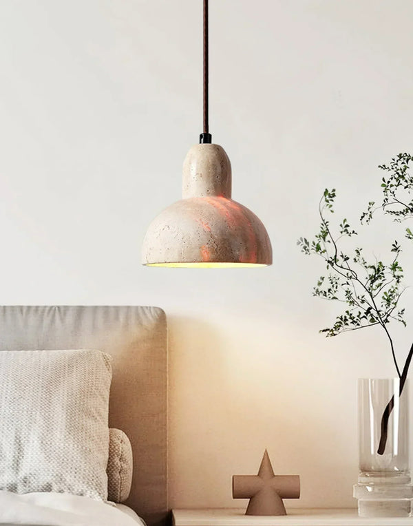 modern yellow travertine halo pendant light