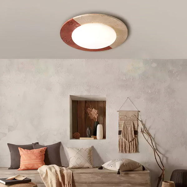 modern yellow travertine led flush mount ceiling light 2