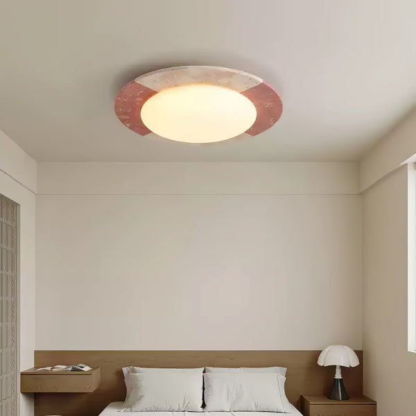 modern yellow travertine led flush mount ceiling light 2
