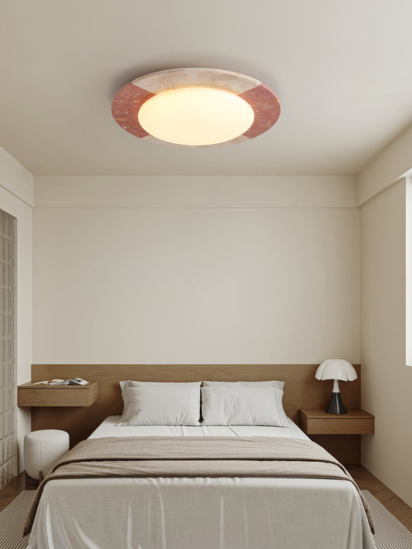 modern yellow travertine led flush mount ceiling light 2