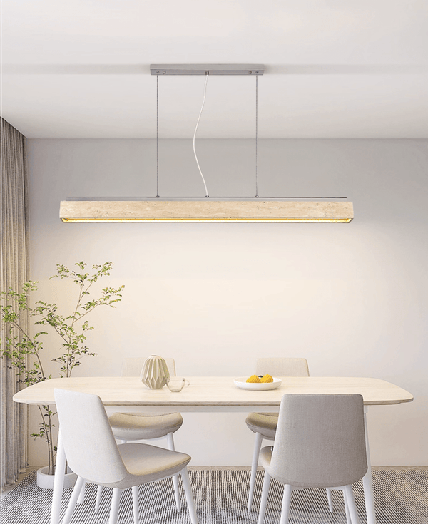 modern yellow travertine linear led pendant light