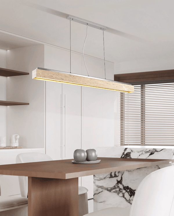 modern yellow travertine linear led pendant light