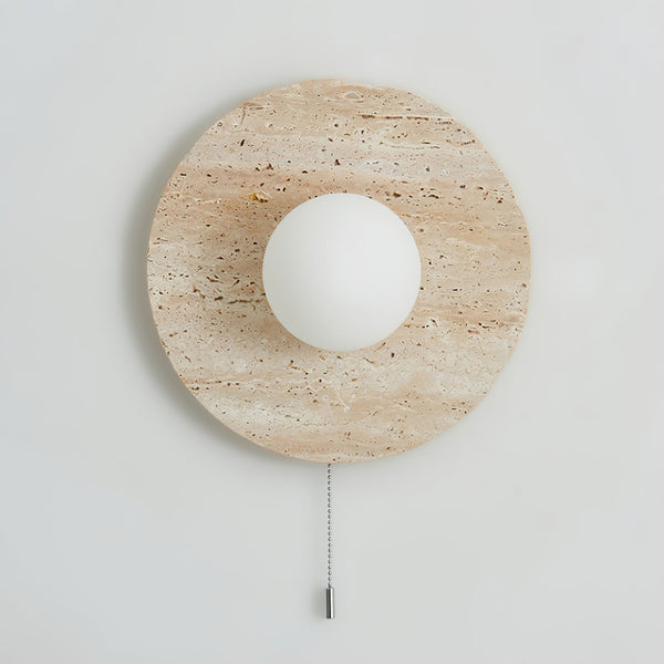 modern yellow travertine lunar eclipse wall sconce