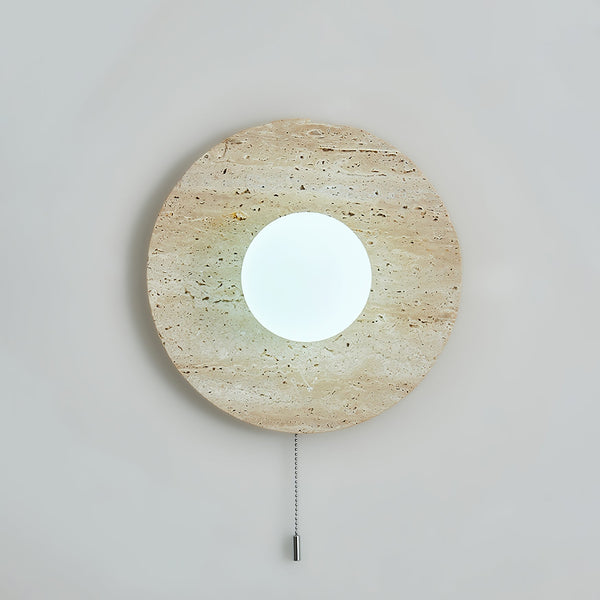 modern yellow travertine lunar eclipse wall sconce