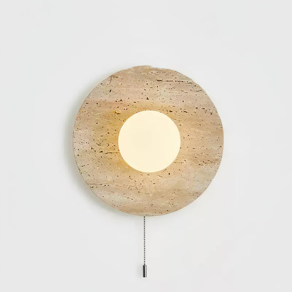 modern yellow travertine lunar eclipse wall sconce