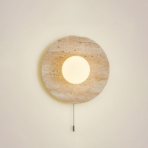 modern yellow travertine lunar eclipse wall sconce
