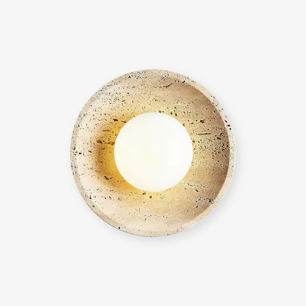modern yellow travertine lunar eclipse wall sconce