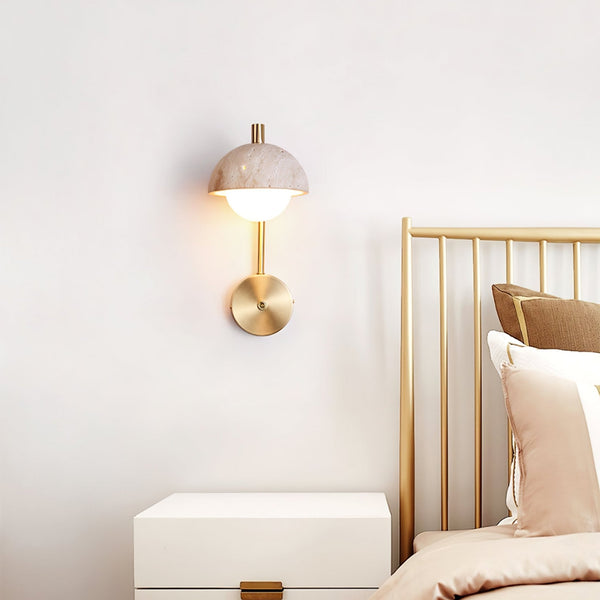 modern yellow travertine opal glass wall lamp