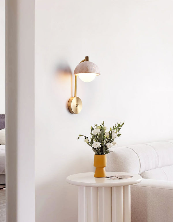 modern yellow travertine opal glass wall lamp