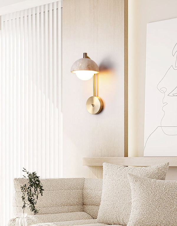 modern yellow travertine opal glass wall lamp