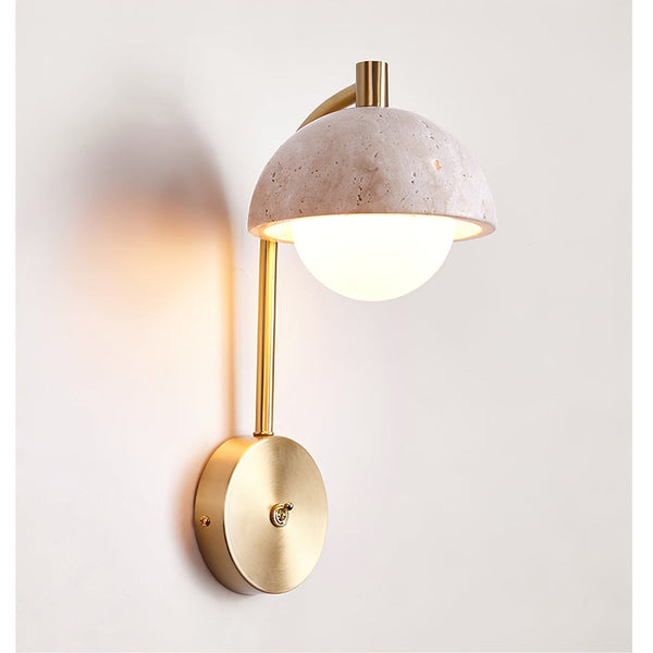 modern yellow travertine opal glass wall lamp