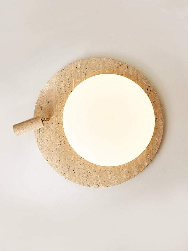 modern yellow travertine oval flush mount ceiling light