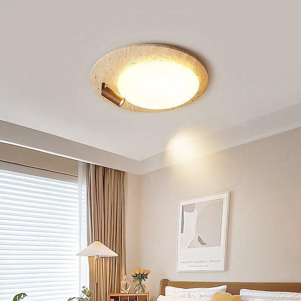 modern yellow travertine oval flush mount ceiling light