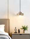 modern yellow travertine perforated ring pendant light