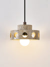 modern yellow travertine perforated ring pendant light
