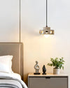 modern yellow travertine perforated ring pendant light