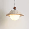 modern yellow travertine saucer pendant light