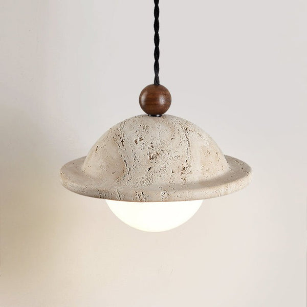 modern yellow travertine saucer pendant light