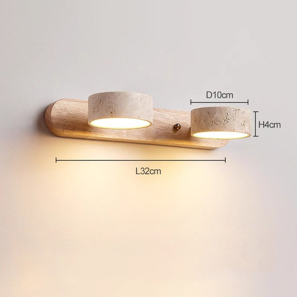 modern yellow travertine solid wood led wall lamp