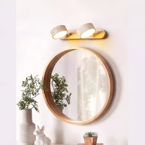 modern yellow travertine solid wood led wall lamp