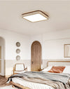 modern yellow travertine square flush mount ceiling light