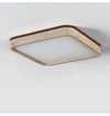 modern yellow travertine square flush mount ceiling light