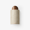 modern yellow travertine walnut capsule wall sconce