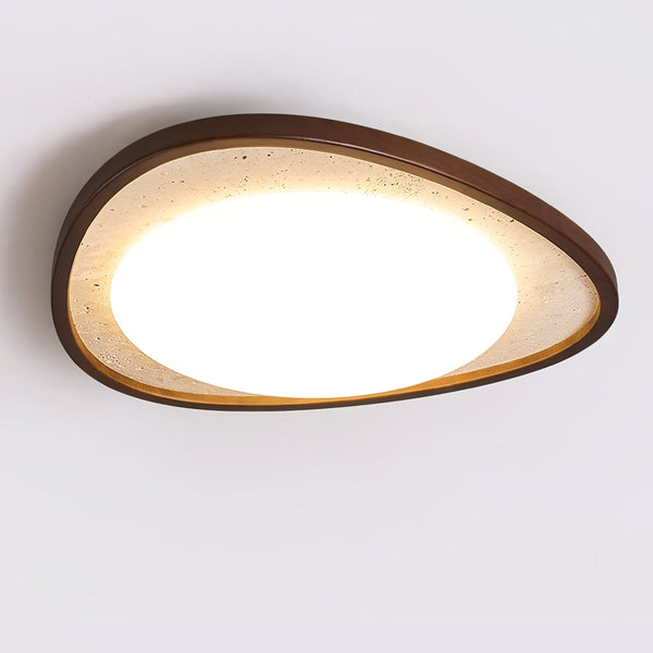 modern yellow travertine walnut flush mount ceiling light
