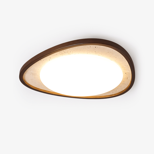 modern yellow travertine walnut flush mount ceiling light